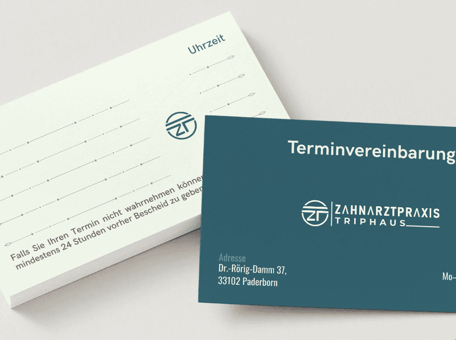 Visitenkarten der Zahnarztpraxis Triphaus